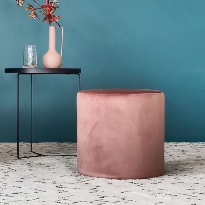 Cylindrical Comfort Velvet Ottoman (Available in 4 Colors)