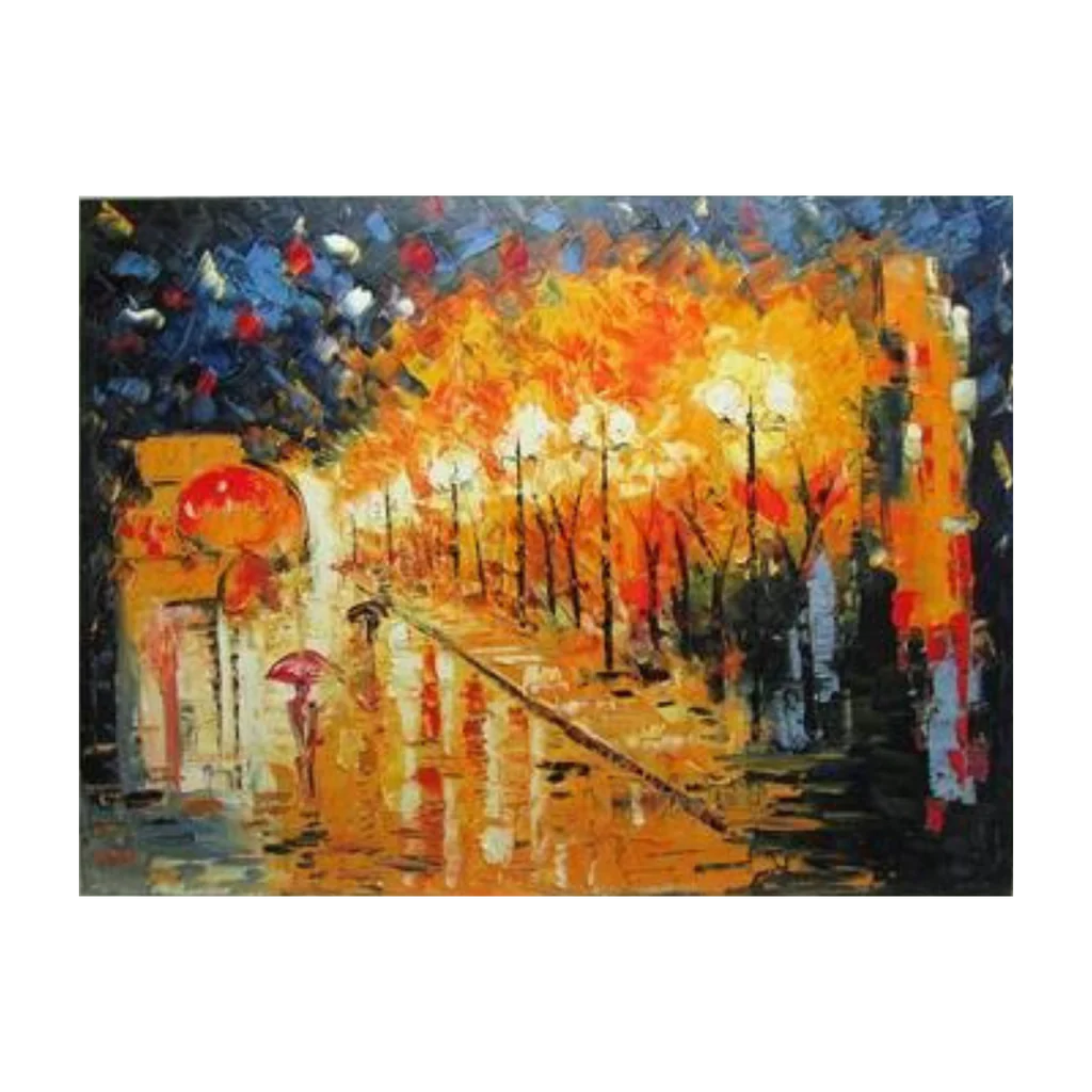 Dark Night Street Lights Wall Art 120 x 60cms