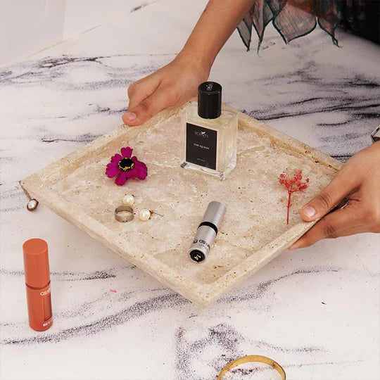 Decorative Marble Square Tray - Beige
