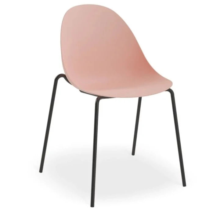 Delight Soft Pink Shell Seat 4 Post Black Base Dining Chair