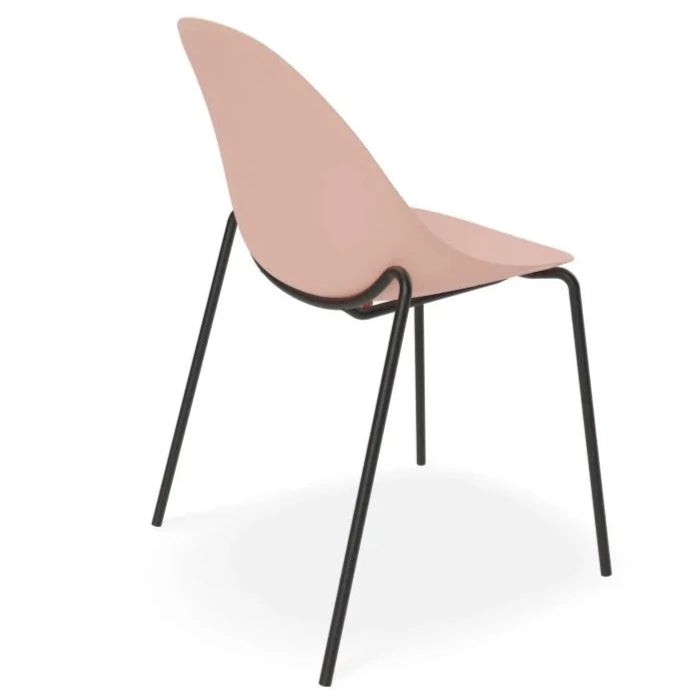 Delight Soft Pink Shell Seat 4 Post Black Base Dining Chair