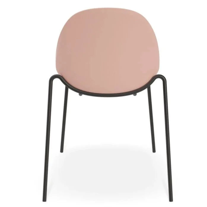 Delight Soft Pink Shell Seat 4 Post Black Base Dining Chair