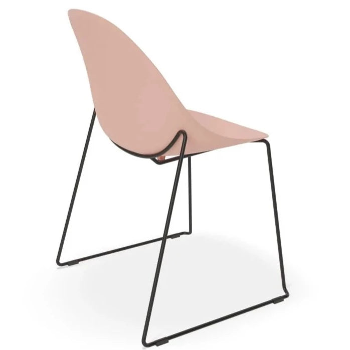 Delight Soft Pink Shell Seat Sled Base - Black Dining Chair