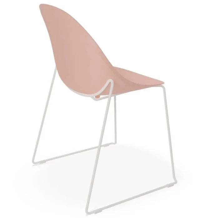 Delight Soft Pink Shell Seat Sled Base - White Dining Chair