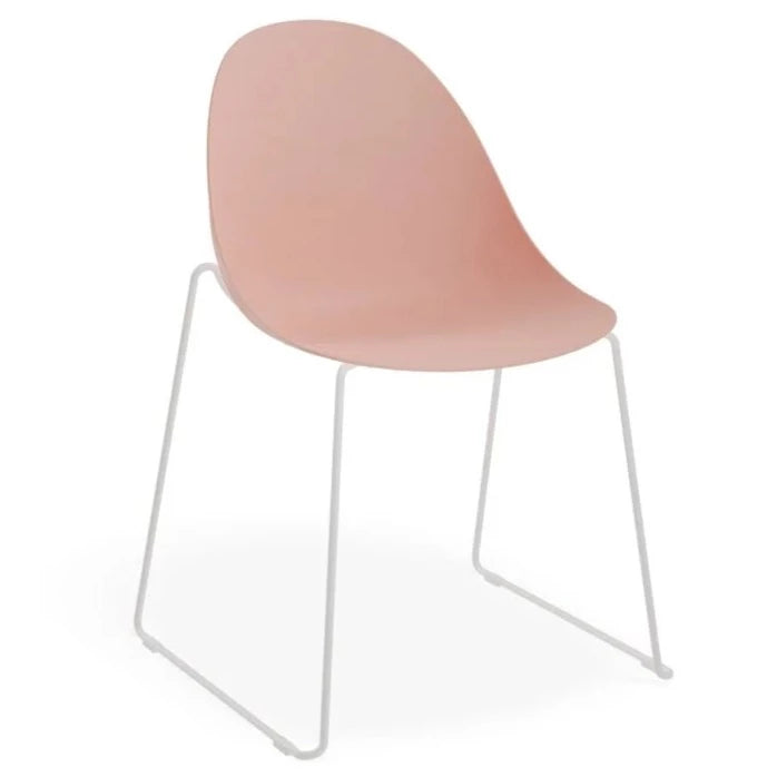 Delight Soft Pink Shell Seat Sled Base - White Dining Chair
