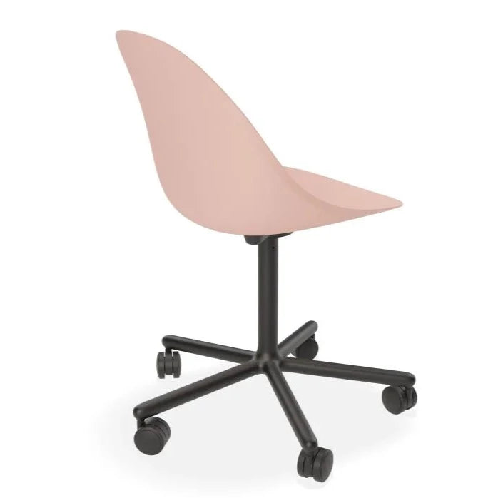 Delight Soft Pink Shell Seat Swivel Base with Castors Dining Chair