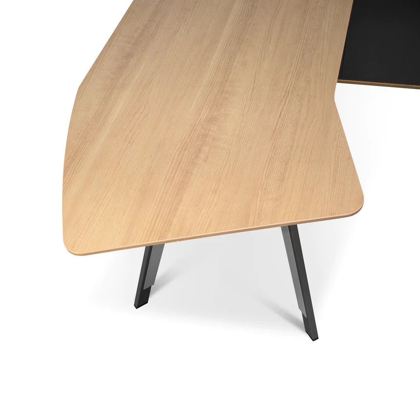 Designer Right Return Office Desk 220cms - Natural & Grey