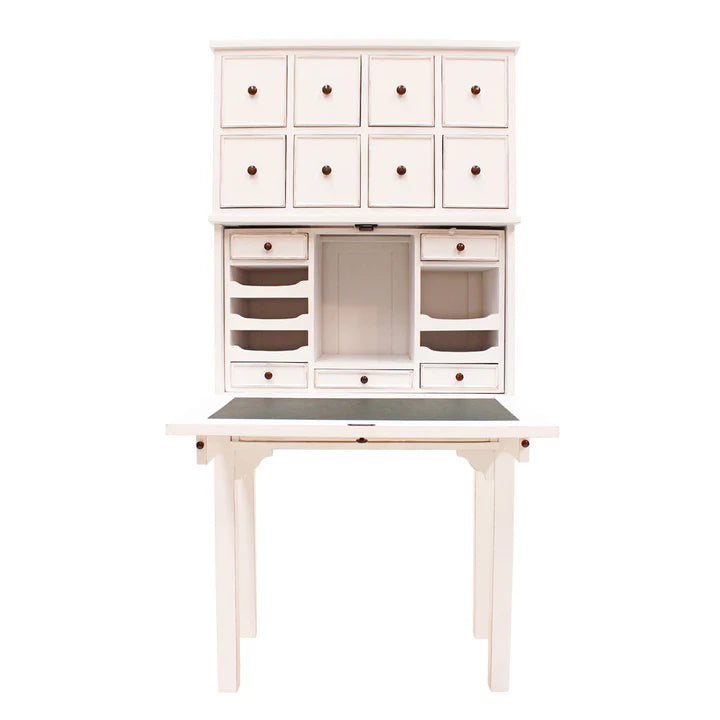 Designer Wooden Eight Drawer Writing Desk - White