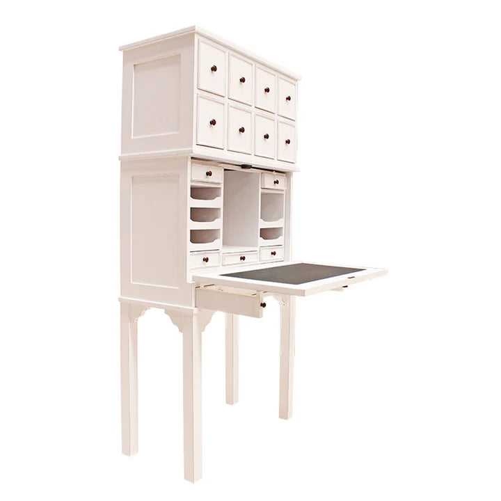 Designer Wooden Eight Drawer Writing Desk - White