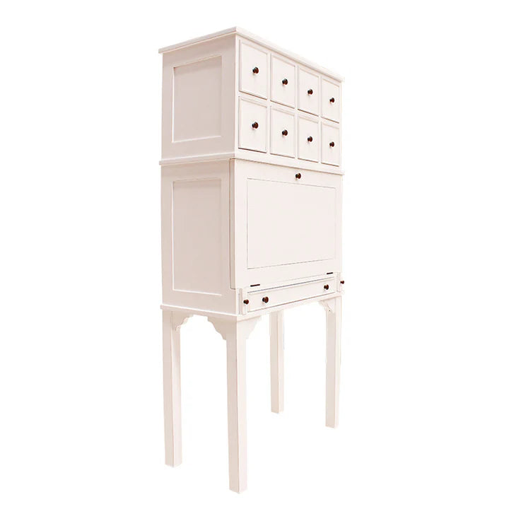 Designer Wooden Eight Drawer Writing Desk - White