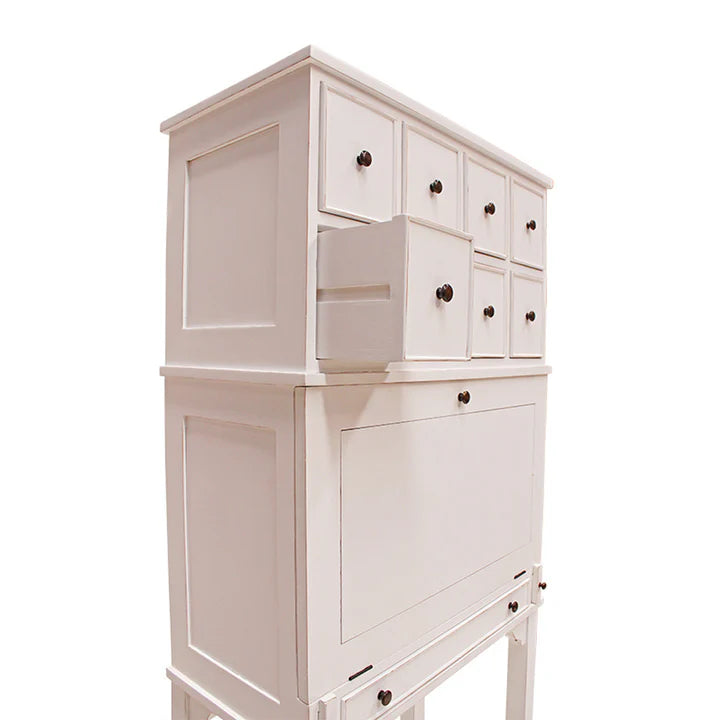 Designer Wooden Eight Drawer Writing Desk - White