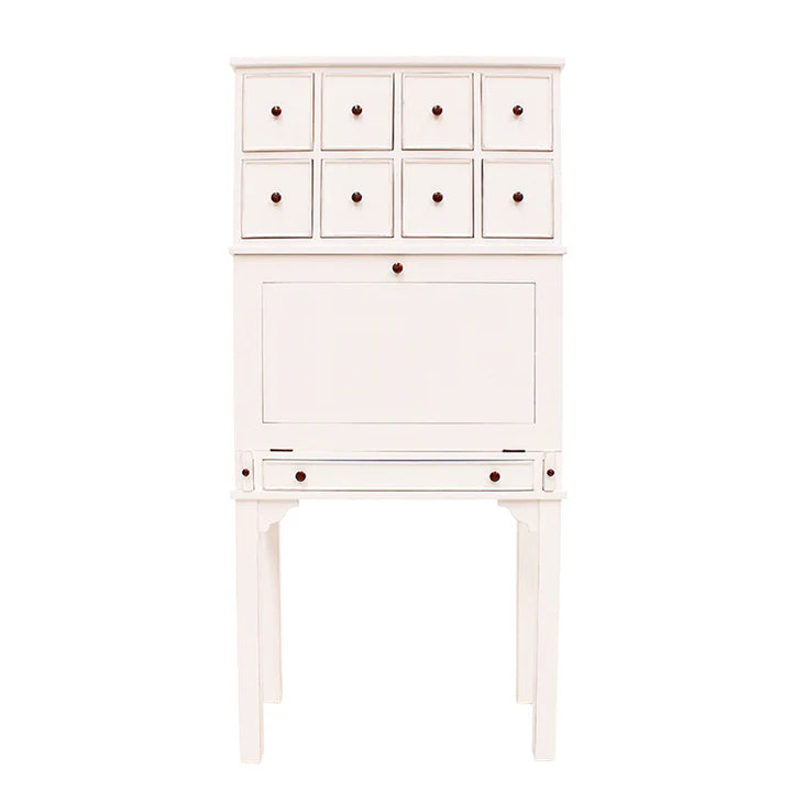 Designer Wooden Eight Drawer Writing Desk - White