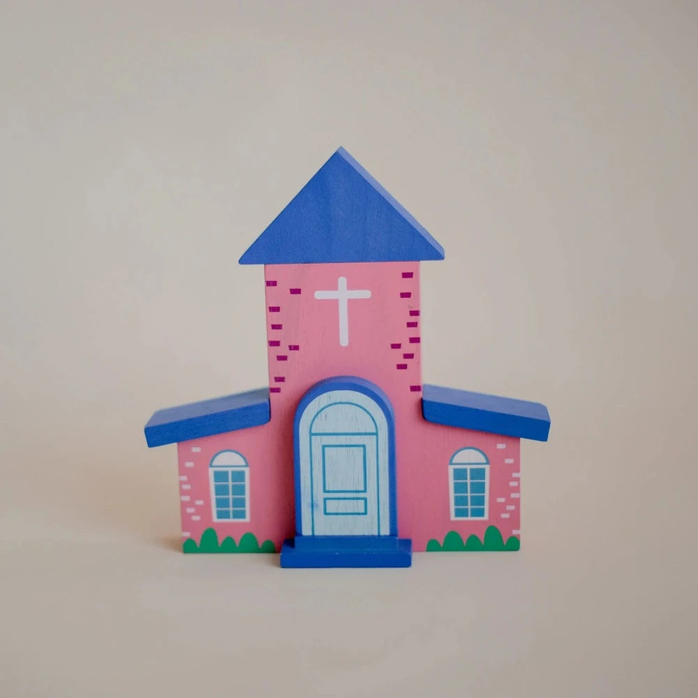 Designer Wooden Street Buildings - Set of 4