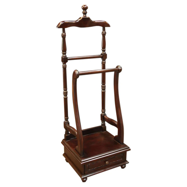 Designer Wooden Valet Stand - Dark Mahogany