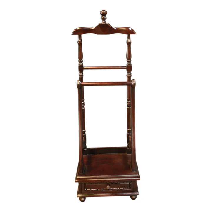 Designer Wooden Valet Stand - Dark Mahogany