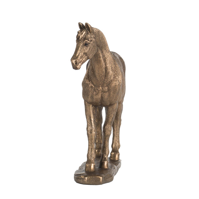 Detailed Horse Statue in Rustic Gold Finish - 18cm