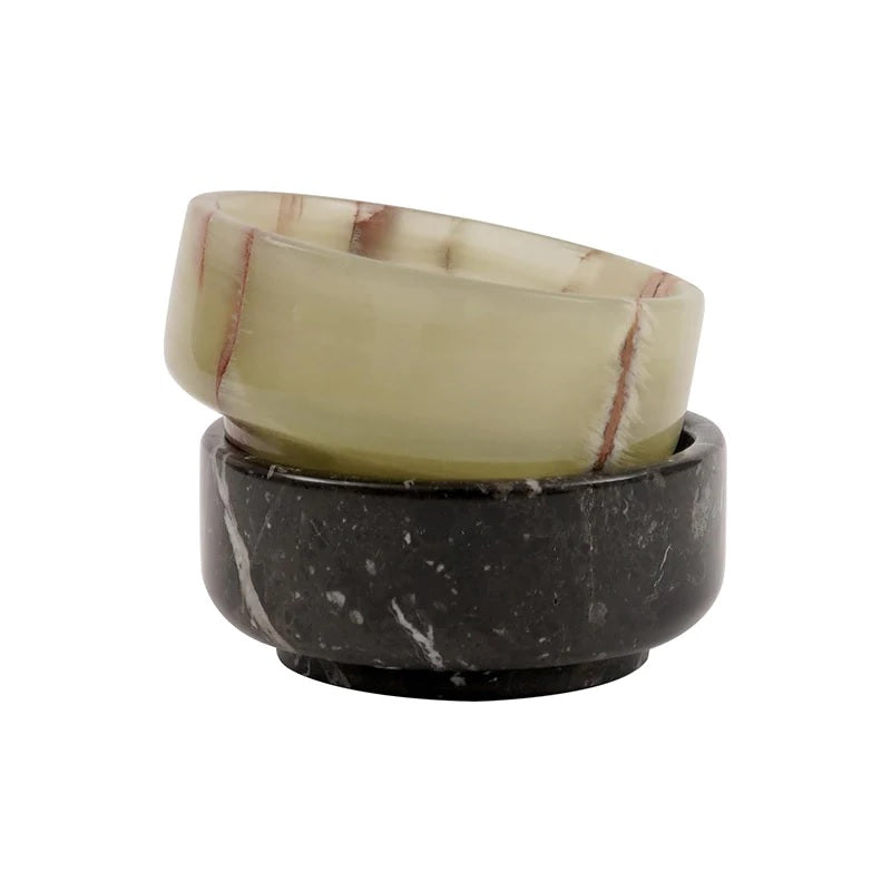 Duo-Tone Handmade Marble Condiment Dish Set - Black & Green