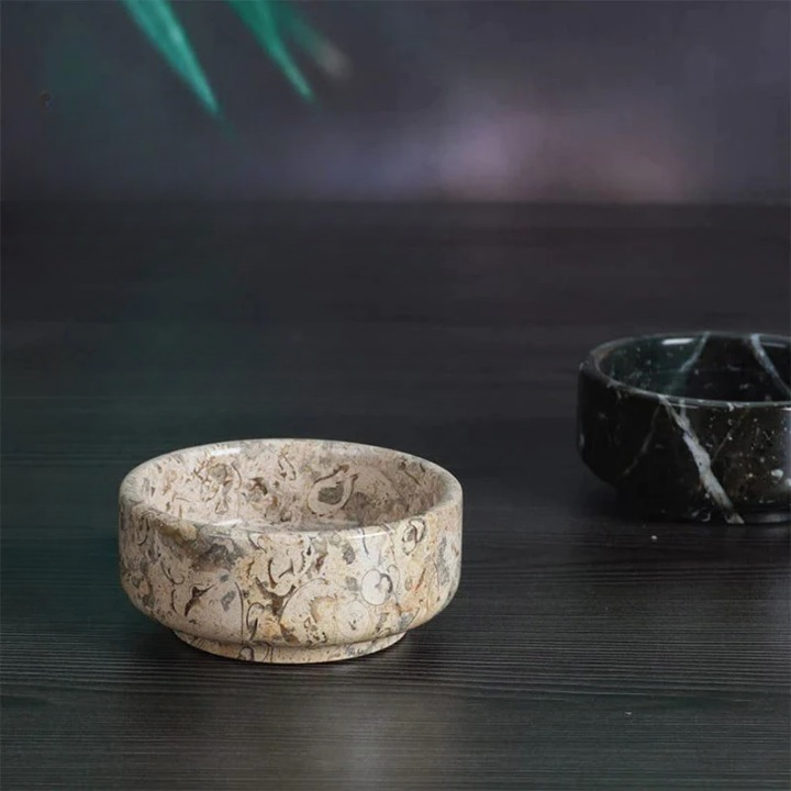 Duo-Tone Handmade Marble Condiment Dish Set - Black & Coral