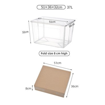 Durable Clear Foldable Storage Box - 37L