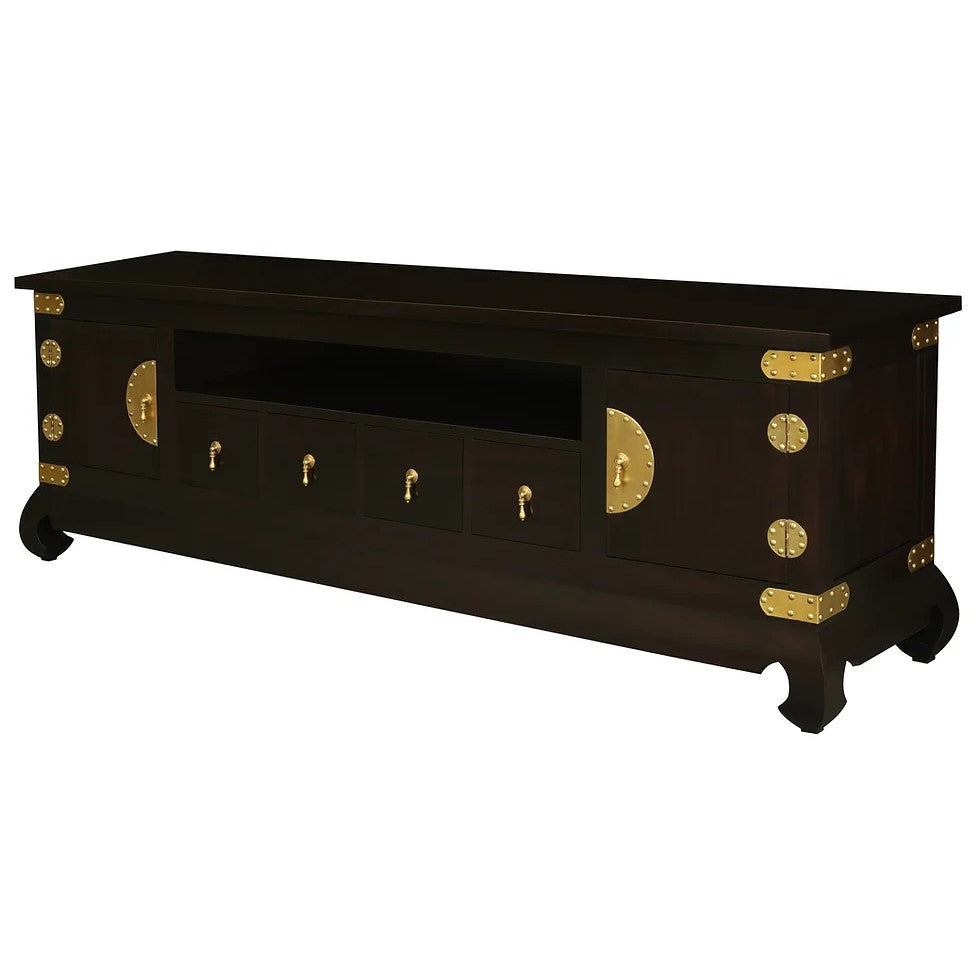 Dynasty 2 Door 4 DVD Drawer Low Entertainment Unit - Dark Brown