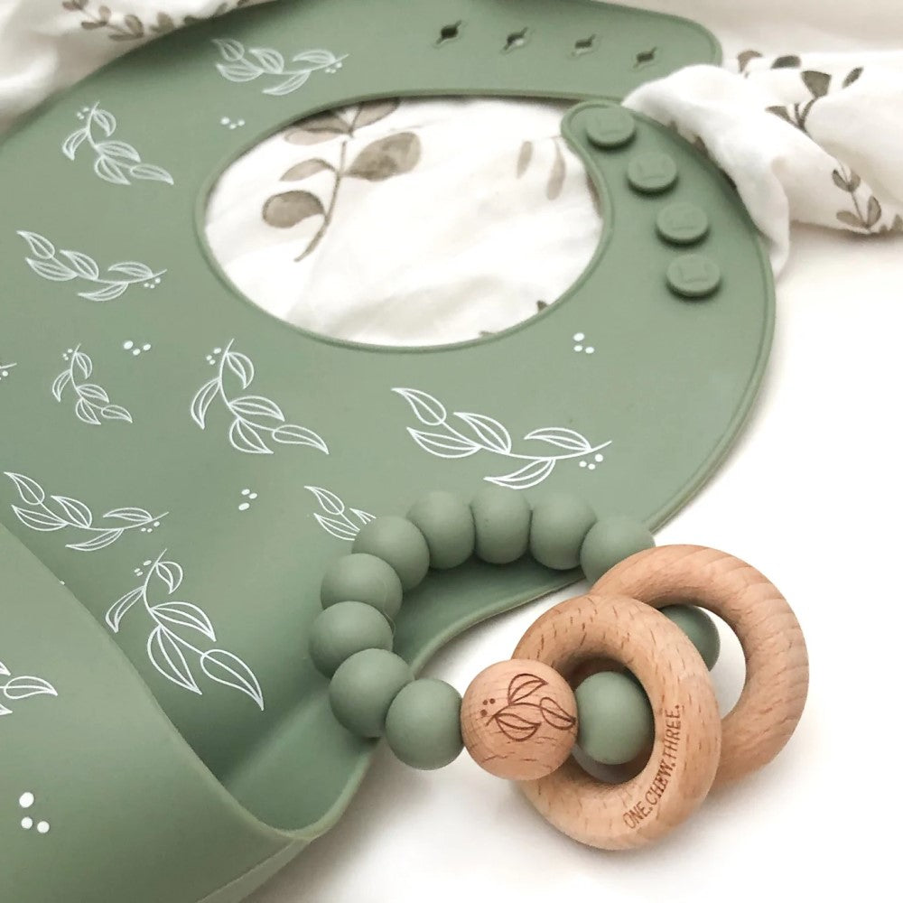 ELEMENTS Silicone and Beech Wood Teether (Available in 5 Colours)