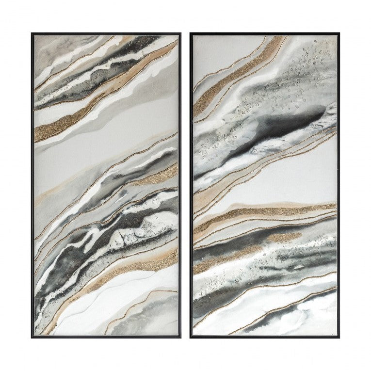 Earth's Veins Agate-Inspired Framed Canvas Set of 2