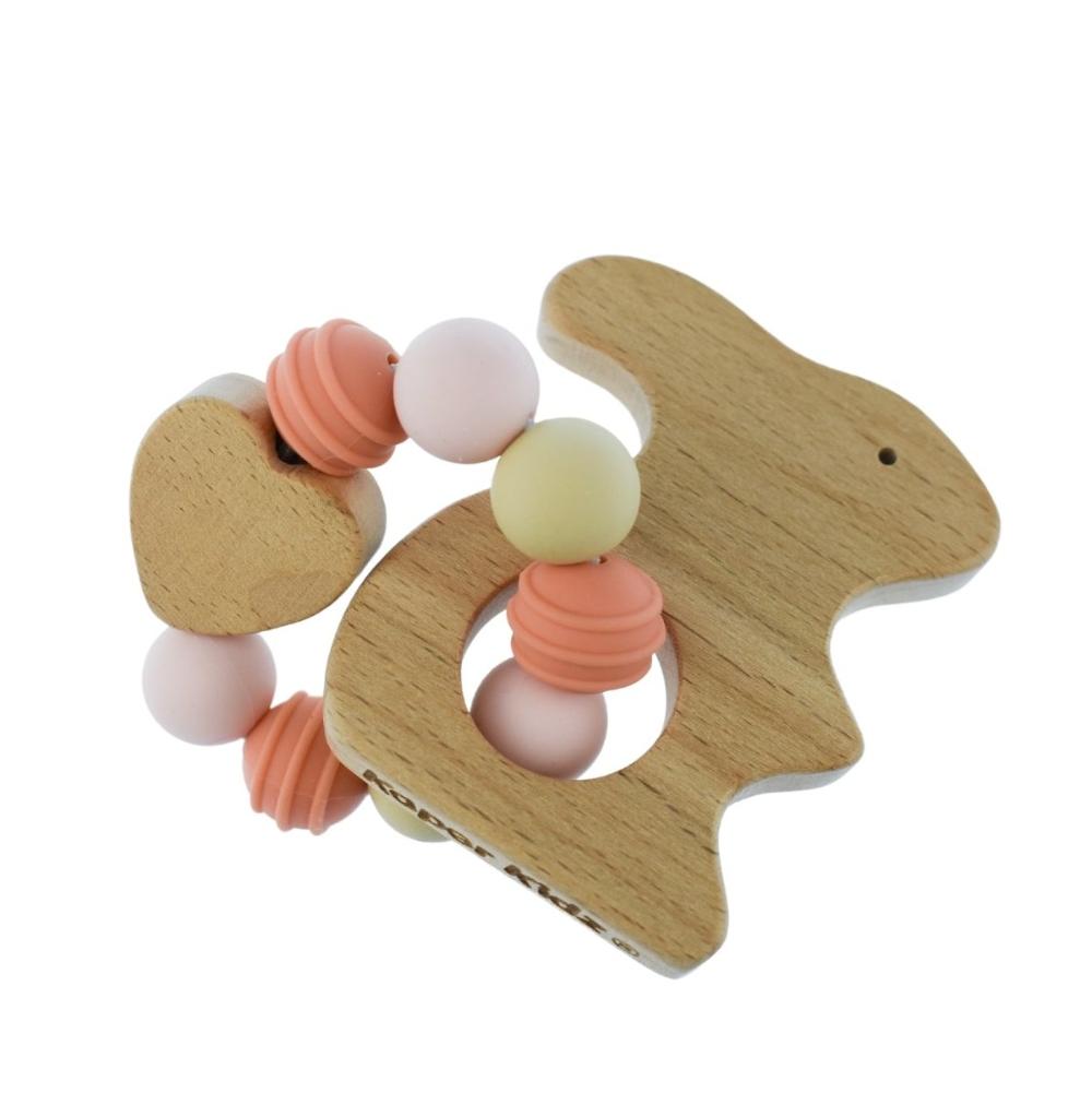 Eco Bead Bunny-Shaped Teething Toy - Red