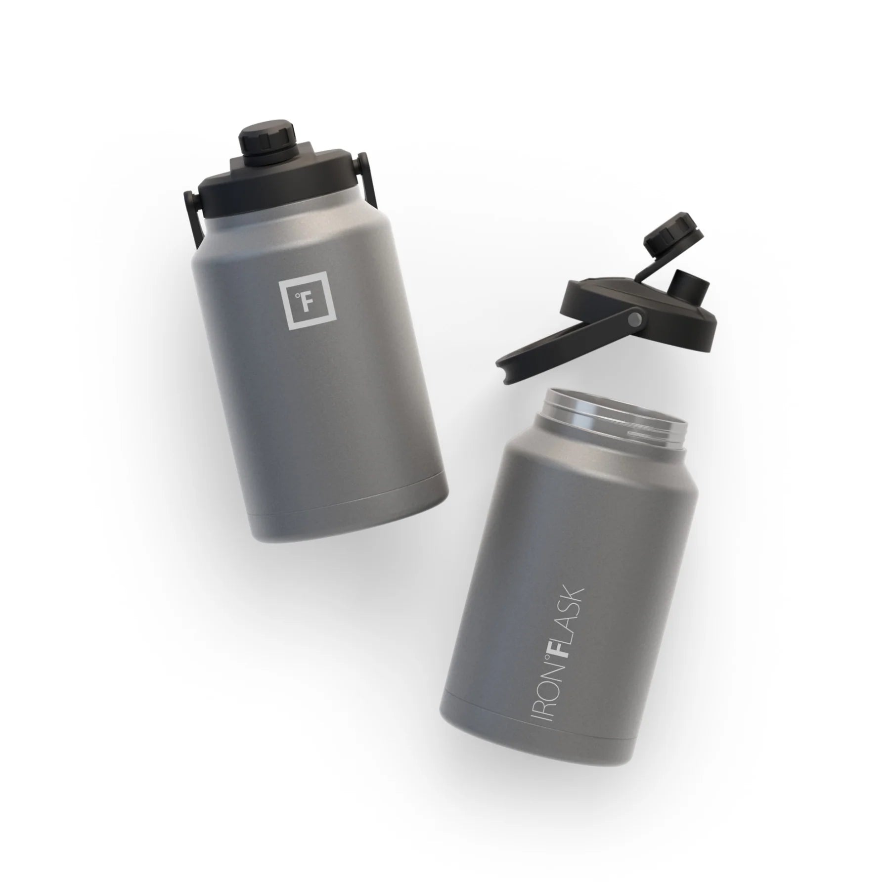 Effortless Iron Flask Bottle with Spout Lid - Grey