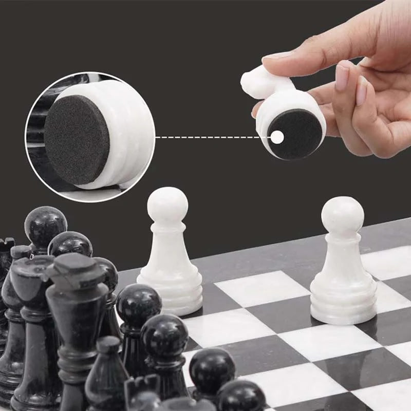 Elegance Handmade Marble Chess Set in Storage Case - Black & White