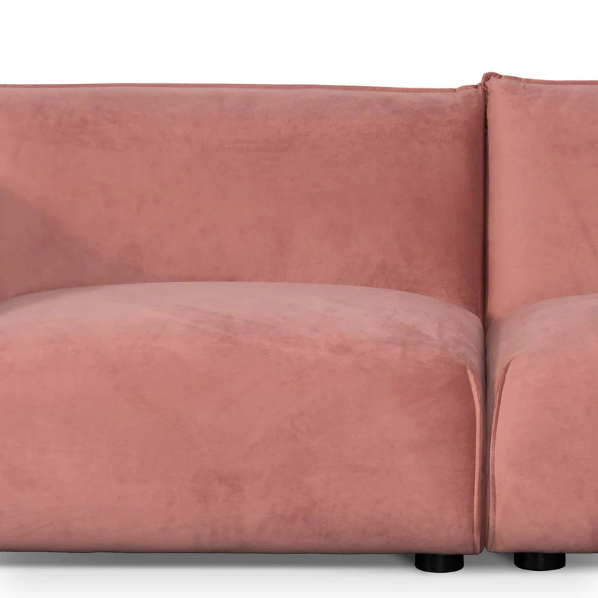 Elegant 3-Seater Sofa - Blush Pink Velvet With Brass Frame