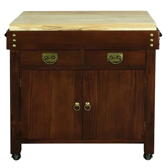 Elegant Design Heritage 2 Door 2 Drawer Butcher's Block - Brown