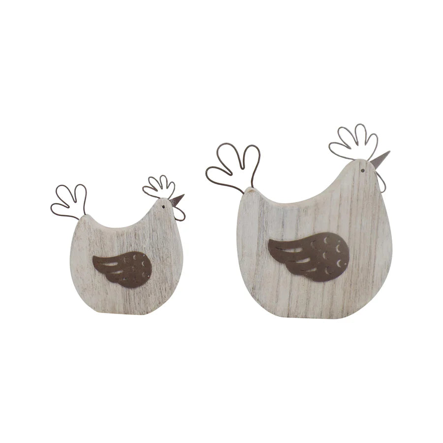 Elegant Hen and Chick Garden Statues Set of 2