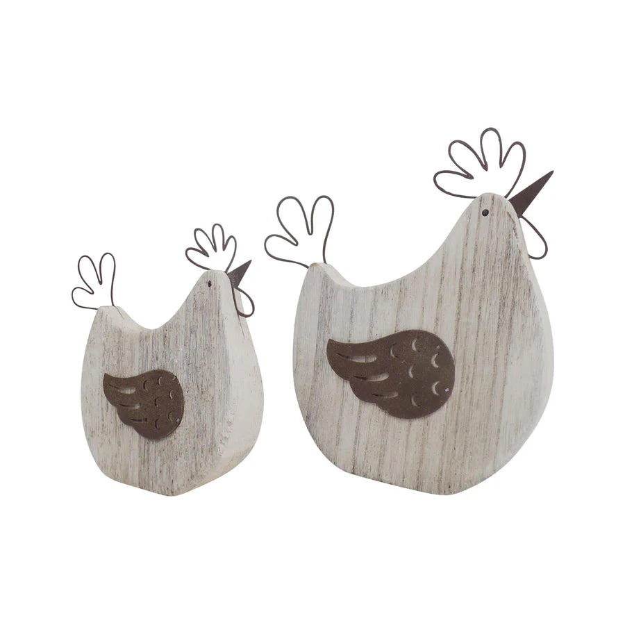 Elegant Hen and Chick Garden Statues Set of 2