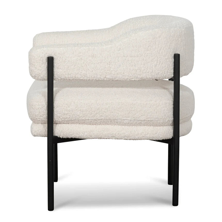 Elegant Ivory White Sherpa Armchair