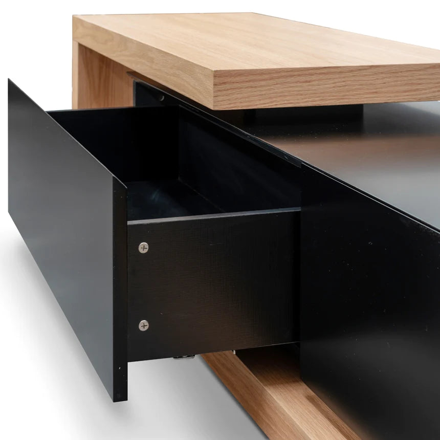 Elegant Lowline TV Unit 307cms - Natural & Black