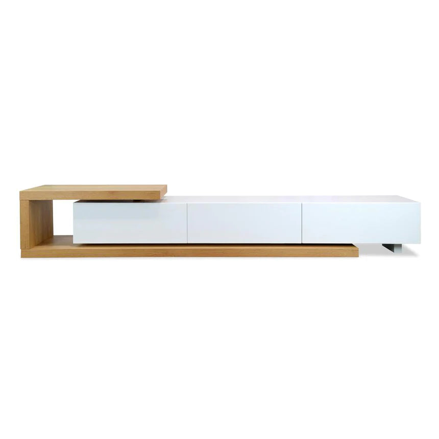 Elegant Lowline TV Unit 307cms - Natural & White