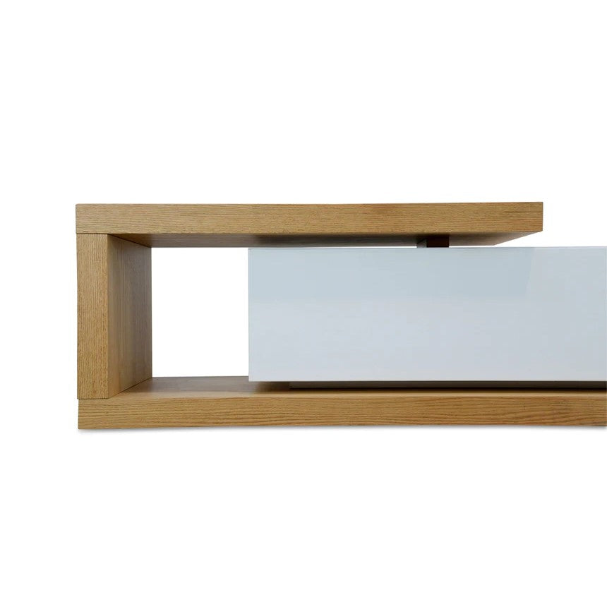 Elegant Lowline TV Unit 307cms - Natural & White