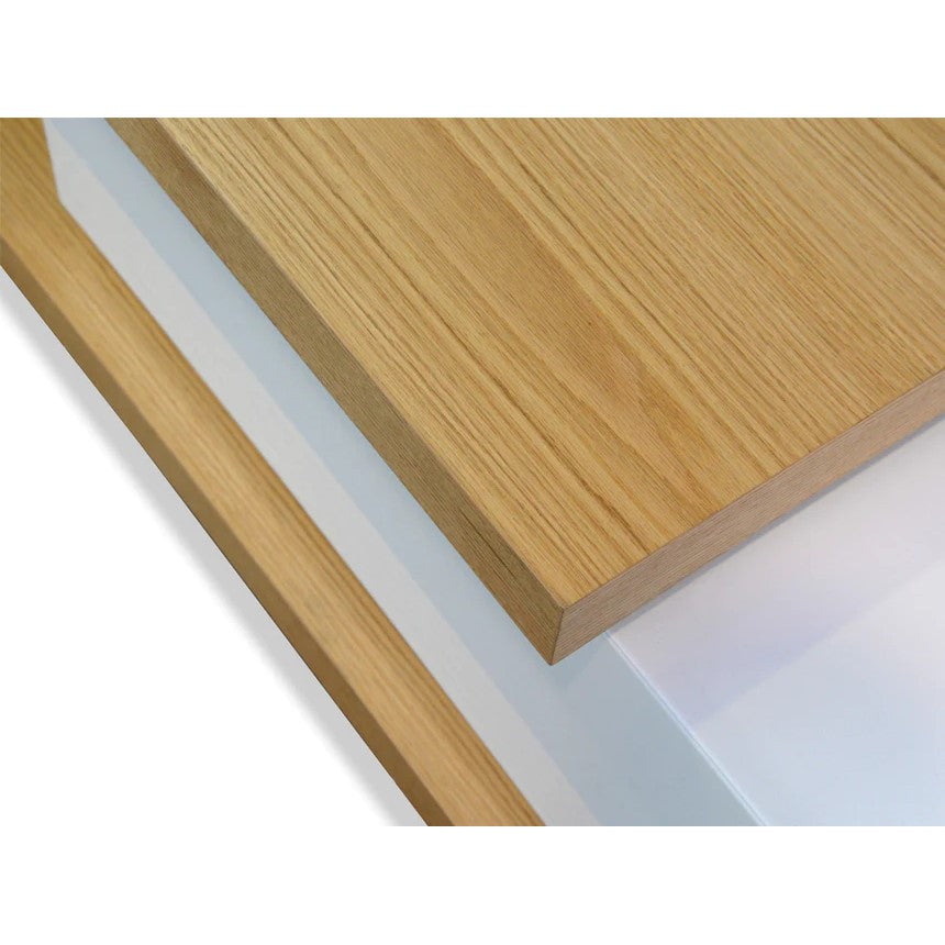 Elegant Lowline TV Unit 307cms - Natural & White