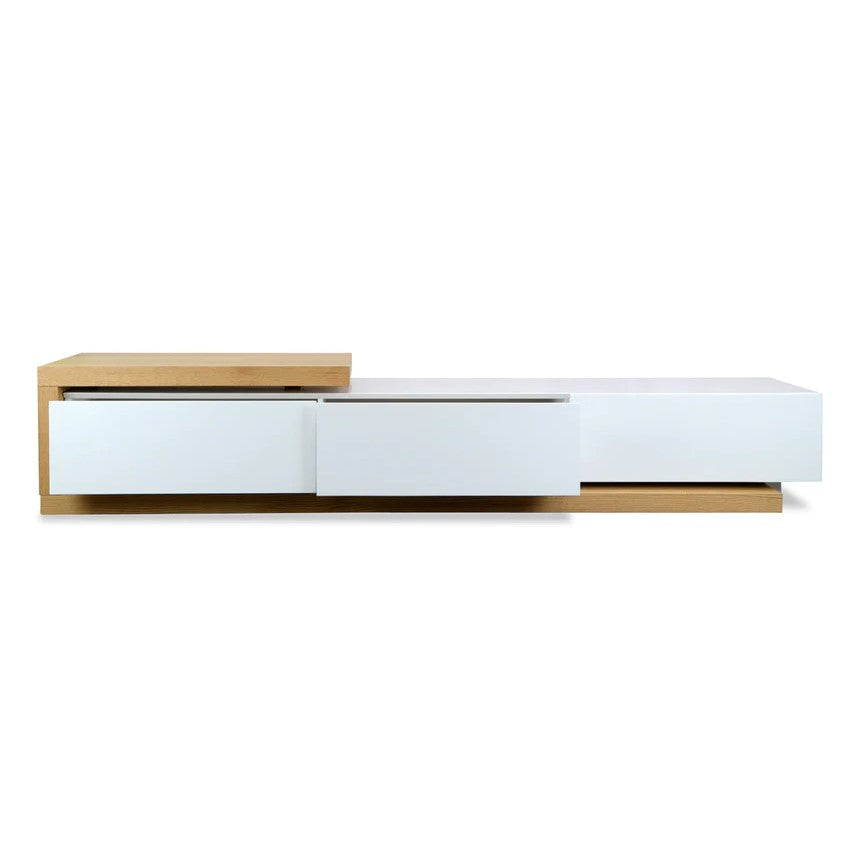 Elegant Lowline TV Unit 307cms - Natural & White