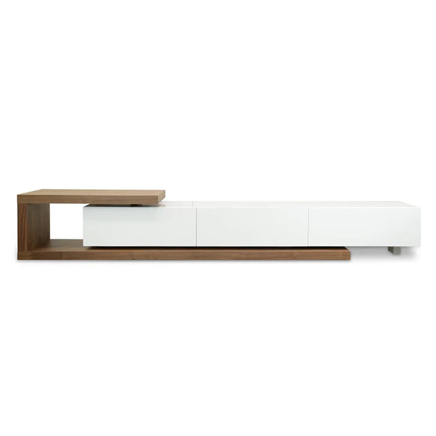 Elegant Lowline TV Unit 307cms - Walnut & White