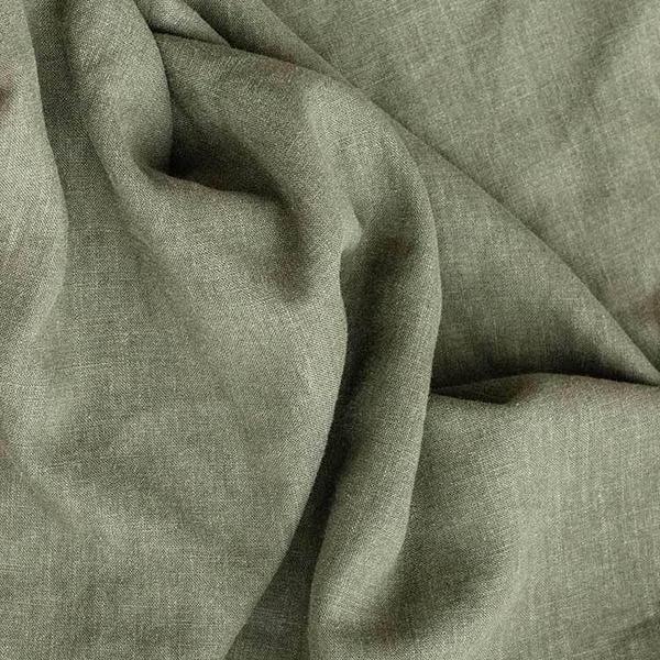Elegant Oakley Linen Throw - Khaki Green - 130x230cms