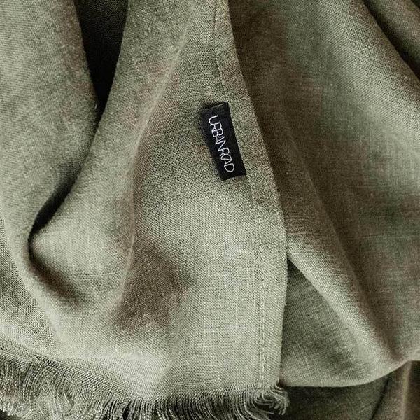 Elegant Oakley Linen Throw - Khaki Green - 130x230cms