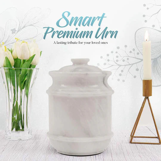 Elegant Silhouette Ornate Classic Urn - White