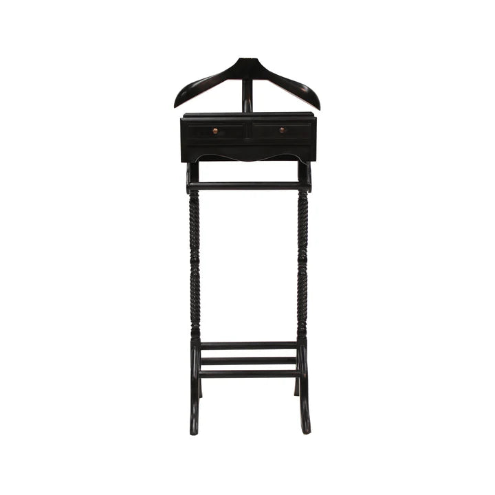 Elegant Upholstered Classic Valet Stand - Black