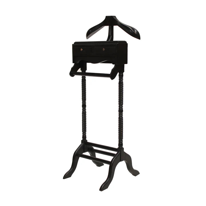 Elegant Upholstered Classic Valet Stand - Black