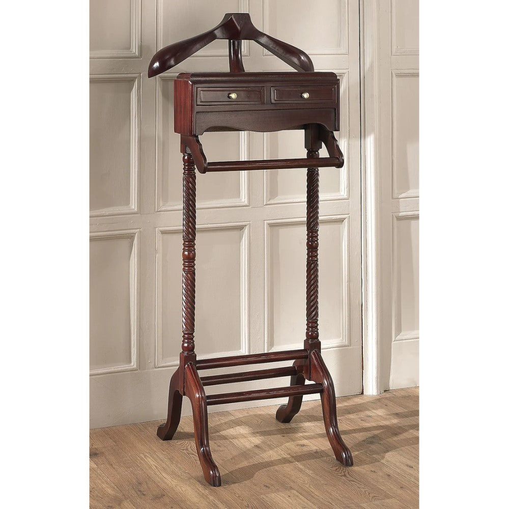 Elegant Upholstered Classic Valet Stand - Rose Mahogany
