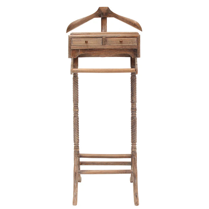 Elegant Upholstered Classic Valet Stand - Weathered Oak
