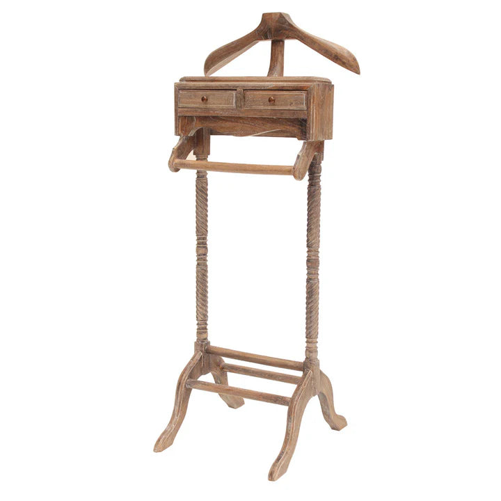 Elegant Upholstered Classic Valet Stand - Weathered Oak
