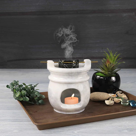 Elegant White Marble Oil Burner