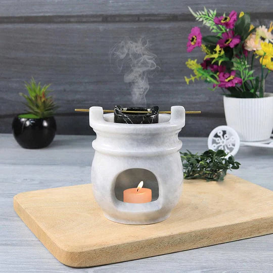 Elegant White Marble Oil Burner